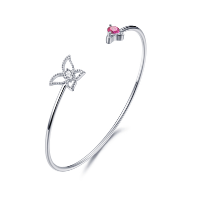 3.75mm Sterling Silver Butterfly Bangle Red Pandora Valentine Dag